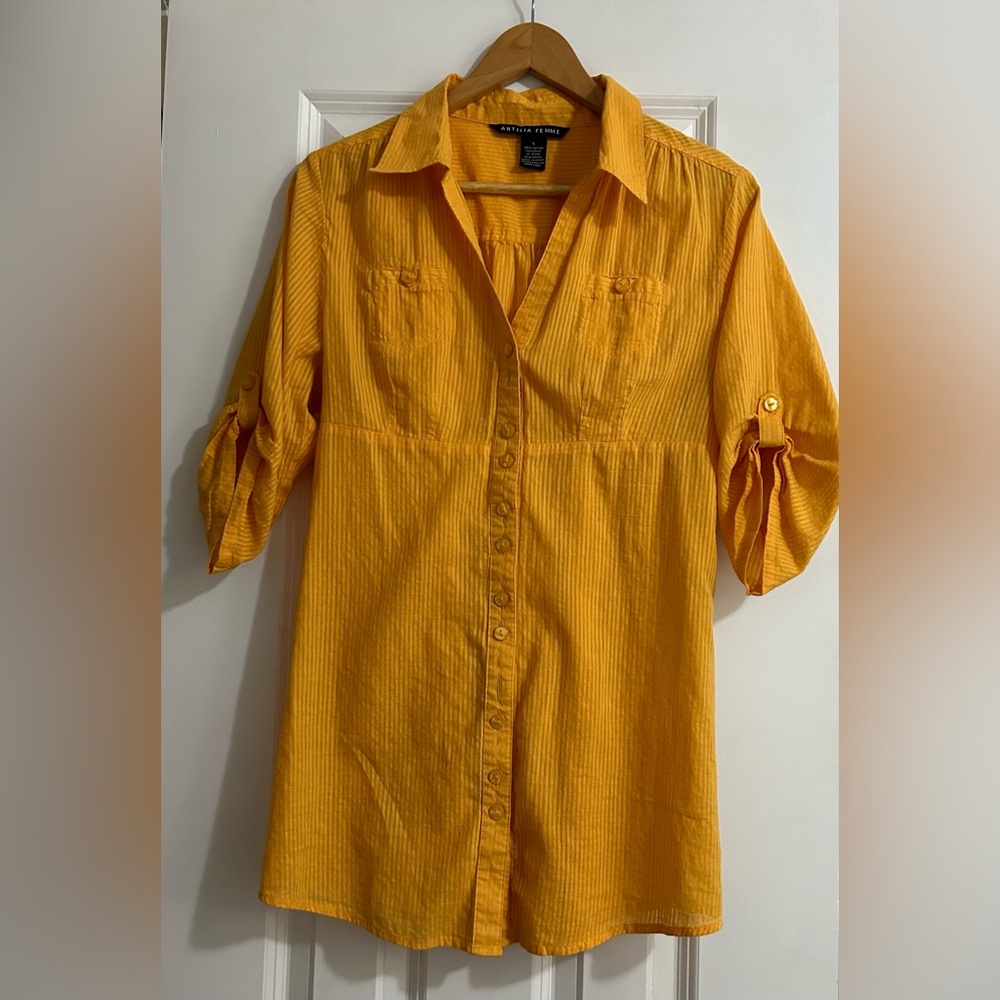 Antilia Femme Mustard Button-Up Blouse